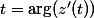 |z|\leqslant1,\;t=\mathrm{arg}(z'(t))