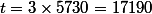 t=3\times5730=17190