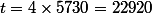t=4\times5730=22920