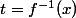 t=f^{-1}(x)