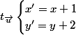 t_{\vec{u}}\begin{cases}x'=x+1\\y'=y+2\end{cases}
