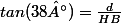 tan(38°)=\frac{d}{HB}