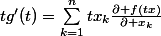 tg'(t)=\sum_{k=1}^{n}{tx_k\frac{\partial f(tx)}{\partial x_k}}