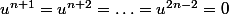 u^{n+1}=u^{n+2}=\ldots=u^{2n-2}=0