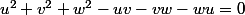 u^2+v^2+w^2-uv-vw-wu=0