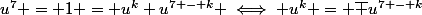 u^7 = 1 = u^k u^{7 - k} \iff u^k = \bar u^{7 - k}