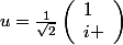 u=\frac{1}{\sqrt{2}}\left(\begin{array}{ c }1\\i \end{array}\right)