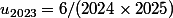 u_{2023}=6/(2024\times2025)