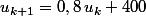 u_{k+1}=0,8\,u_k+400