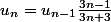 u_{n}=u_{n-1}\frac{3n-1}{3n+3}