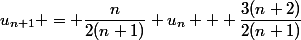 u_{n+1} = \dfrac{n}{2(n+1)} u_{n} + \dfrac{3(n+2)}{2(n+1)}