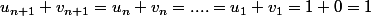 u_{n+1}+v_{n+1}=u_n+v_n=....=u_1+v_1=1+0=1