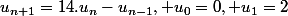 u_{n+1}=14.u_n-u_{n-1}, u_0=0, u_1=2