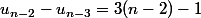 u_{n-2}-u_{n-3}=3(n-2)-1