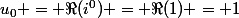 u_0 = \Re(i^0) = \Re(1) = 1