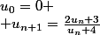 u_0=0
 \\ u_{n+1}=\frac{2u_n+3}{u_n+4}