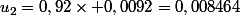 u_2=0,92\times 0,0092=0,008464