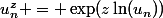 u_n^z = \exp(z\ln(u_n))