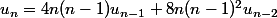 u_n=4n(n-1)u_{n-1}+8n(n-1)^2u_{n-2}
