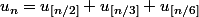 u_n=u_{[n/2]}+u_{[n/3]}+u_{[n/6]}