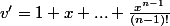 v'=1+x+...+\frac{x^{n-1}}{(n-1)!}