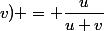 p_n(u;v) = \dfrac{u}{u+v}