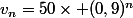 v_n=50\times (0,9)^n