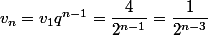 v_n=v_1q^{n-1}=\dfrac{4}{2^{n-1}}=\dfrac{1}{2^{n-3}}