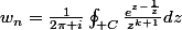 w_n=\frac{1}{2\pi i}\oint_{\math C}\frac{e^{z-\frac{1}{z}}}{z^{k+1}}dz