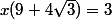 x(9+4\sqrt{3})=3