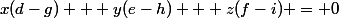 x(d-g) + y(e-h) + z(f-i) = 0