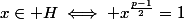 x\in H\iff x^{\frac{p-1}2}=1