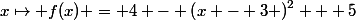 x\mapsto f(x) = 4 - \left(x - 3 \right)^{2} + 5