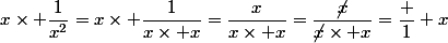 x\times \dfrac{1}{x^2}=x\times \dfrac{1}{x\times x}=\dfrac{x}{x\times x}=\dfrac{\cancel{x}}{\cancel{x}\times x}=\dfrac 1 x