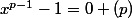 x^{p-1}-1=0 (p)