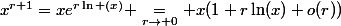 x^{r+1}=xe^{r\ln (x)} \underset{r\rightarrow 0}{=} x(1+r\ln(x)+o(r))