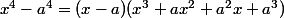 x^4-a^4=(x-a)(x^3+ax^2+a^2x+a^3)