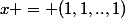x = (1,1,..,1)