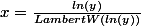 x=\frac{ln(y)}{LambertW(ln(y))}