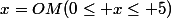 x=OM(0\leq x\leq 5)