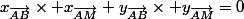 x_{\vec{AB}}\times x_{\vec{AM}}+y_{\vec{AB}}\times y_{\vec{AM}}=0