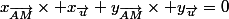 x_{\vec{AM}}\times x_{\vec{u}}+y_{\vec{AM}}\times y_{\vec{u}}=0