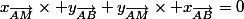 x_{\vec{AM}}\times y_{\vec{AB}}+y_{\vec{AM}}\times x_{\vec{AB}}=0