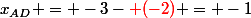 x_{AD} = -3-{\red (-2)} = -1