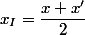 x_{I}=\dfrac{x+x'}{2}