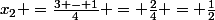 x_2 =\frac{3 - 1}{4} = \frac{2}{4} = \frac{1}{2}