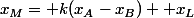 x_M= k(x_A-x_B) +x_L
