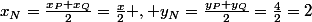 x_N=\frac{x_P+x_Q}{2}=\frac{x}{2} , y_N=\frac{y_P+y_Q}{2}=\frac{4}{2}=2