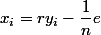 1\leqslant i\leqslant n,\;x_i=ry_i-\dfrac1ne