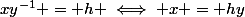 xy^{-1} \in H \iff \exists&nbsp;&nbsp;h \in H&nbsp;&nbsp;/&nbsp;&nbsp;xy^{-1} = h \iff x = hy
